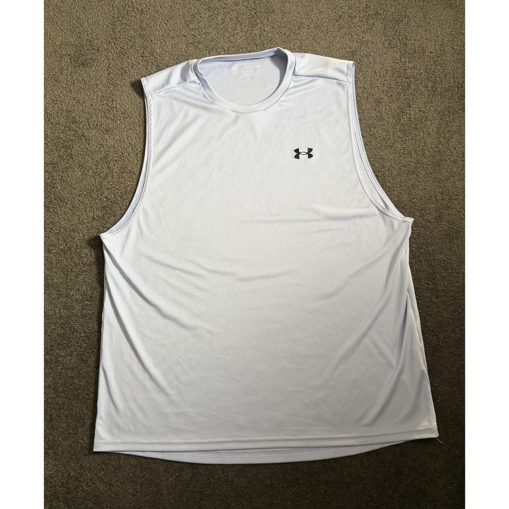 Under Armour Mens 2XL Loose Fit Muscle Tank Top Light Blue Sleeveless 1327972